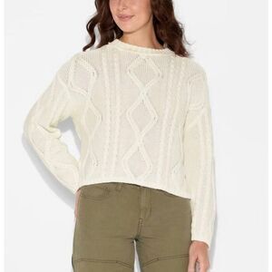 Wild Fable white cotton cableknit sweater size xs Cabincore